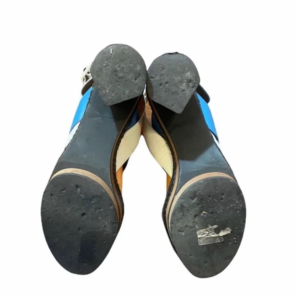 Pierre Hardy White, Blue & Orange Colorblock Platform Sandals